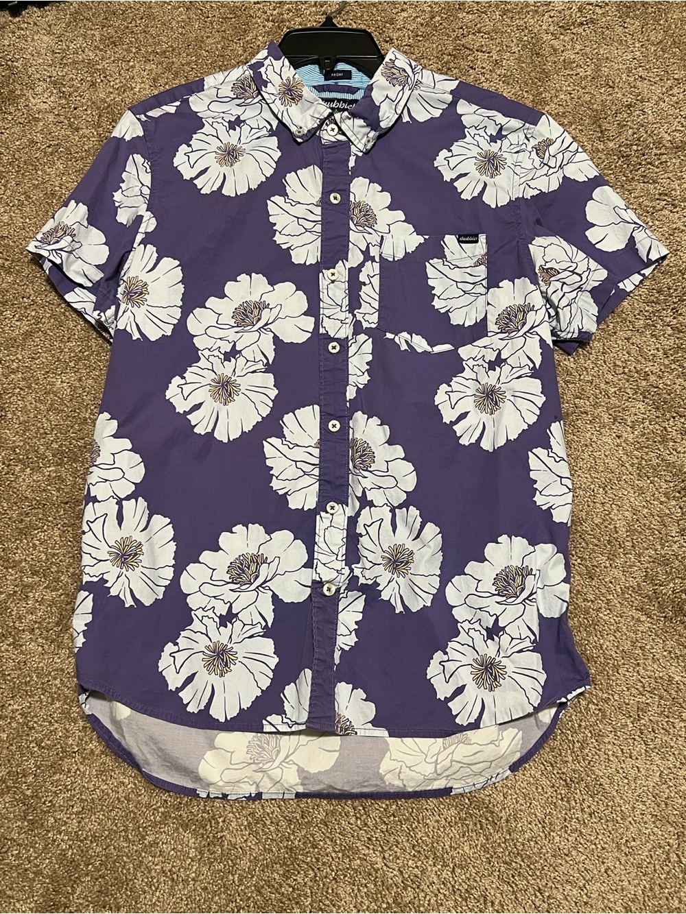 chubbies Purple Floral Short-Sleeve Button-Down Shirt